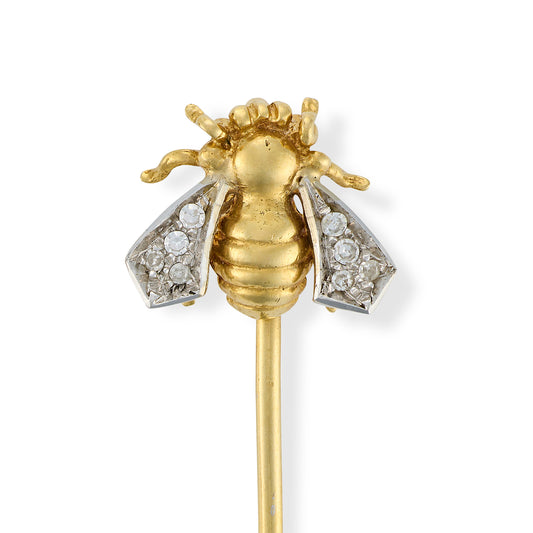 Gold & Diamond Bee Stickpin - Wildsmith Jewellery
