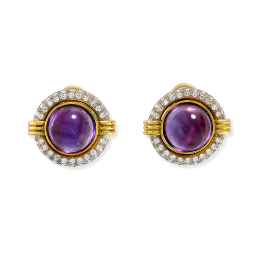 Vintage Amethyst & Diamond Earrings - Wildsmith Jewellery