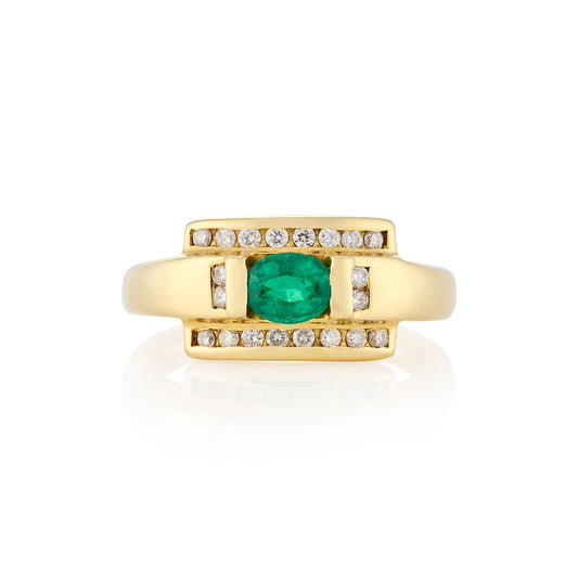 Vintage Emerald & Diamond Ring, French - Wildsmith Jewellery