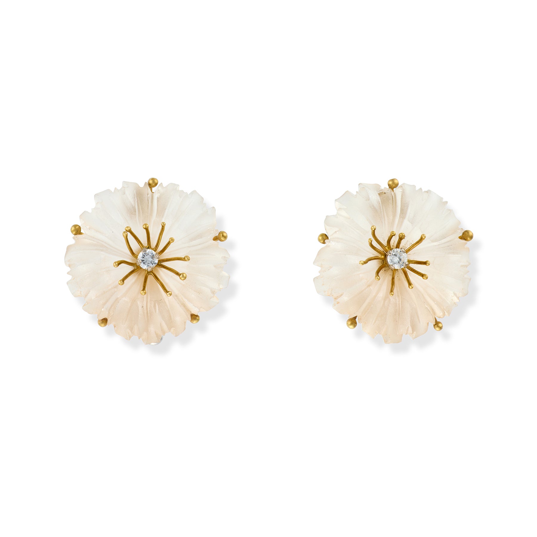 Rock Crystal, 18ct Gold & Diamond, Earring and Brooch Set - Wildsmith Jewellery