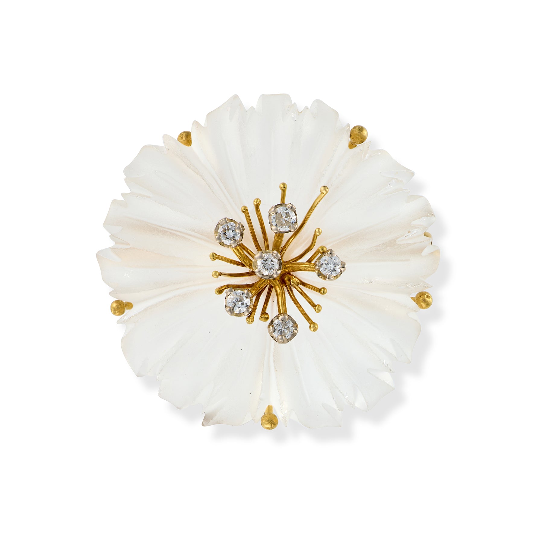 Rock Crystal, 18ct Gold & Diamond, Earring and Brooch Set - Wildsmith Jewellery