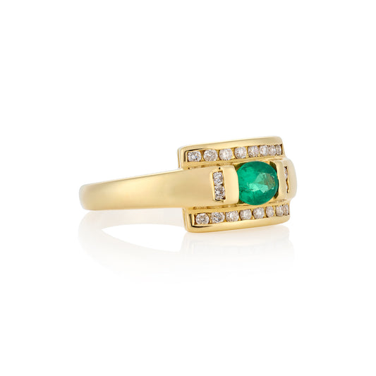 Vintage Emerald & Diamond Ring, French - Wildsmith Jewellery