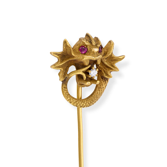 Antique Ruby & Diamond Chimera Stickpin