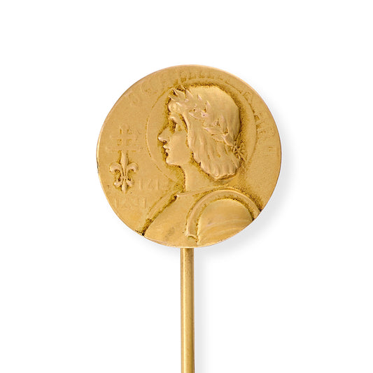 Antique French 18ct Gold Joan of Arc Stickpin, c.1880