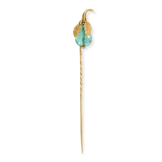 Belle Epoque Emerald & Gold Pear Stickpin