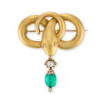 Victorian Emerald & Diamond Snake Brooch