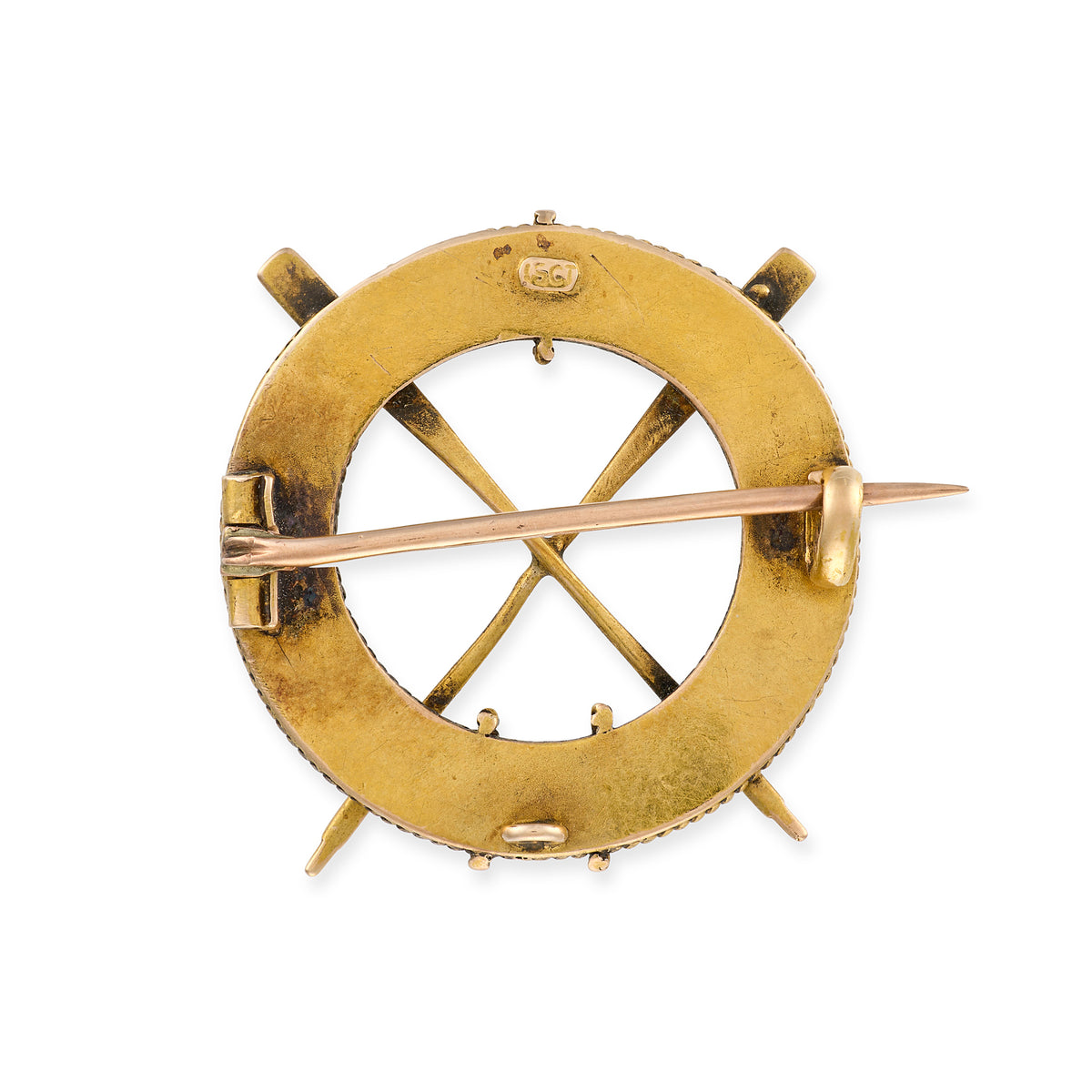 Victorian 15ct Gold Rowing Oars Brooch, c.1900