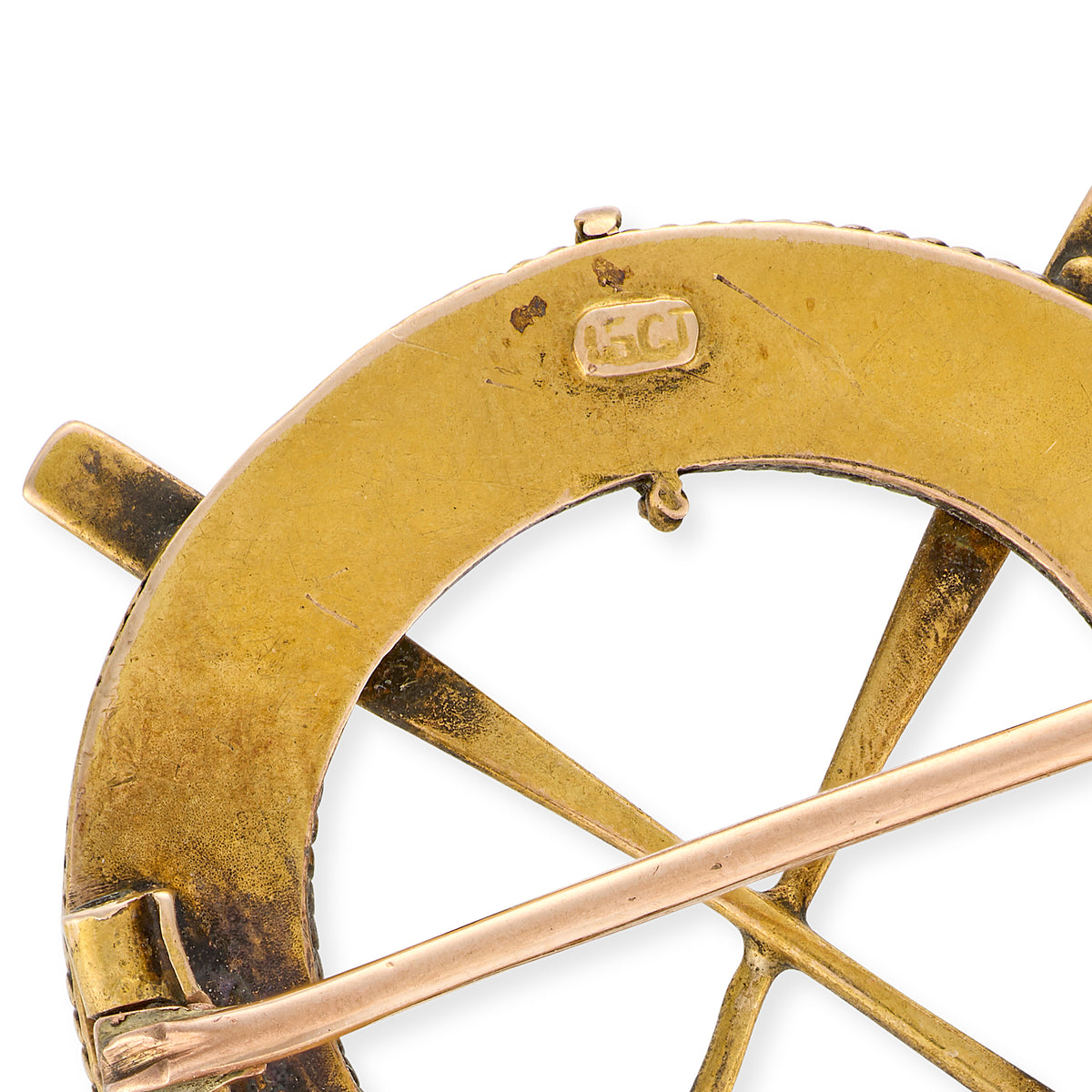 Victorian 15ct Gold Rowing Oars Brooch, c.1900