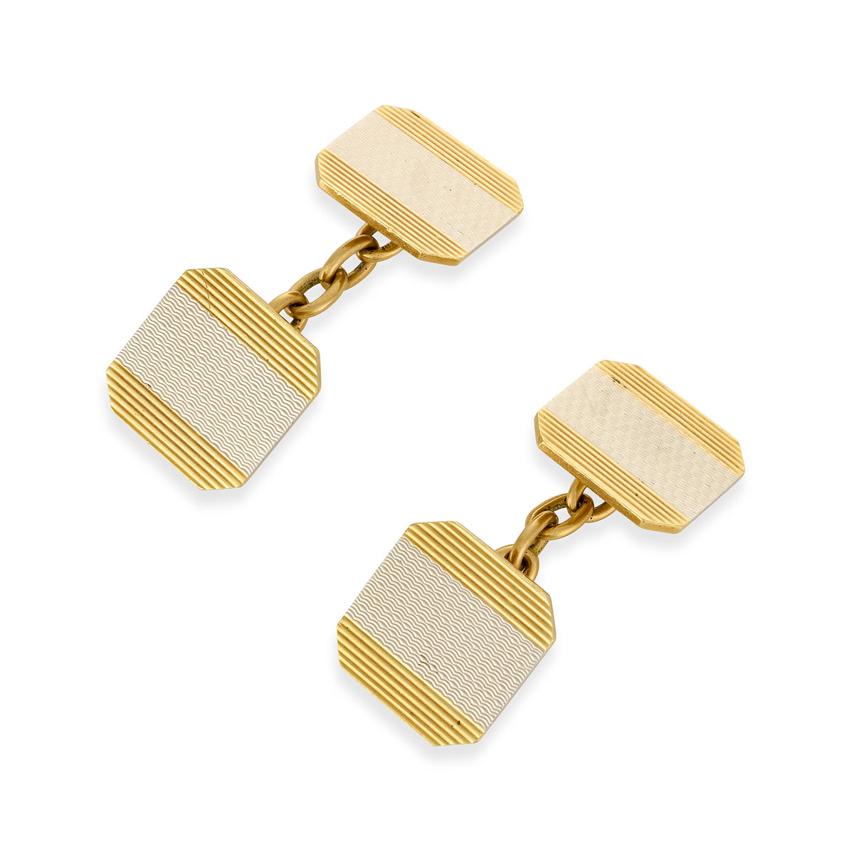 Art Deco Platinum & 18ct Gold Engine-Turned Cufflinks