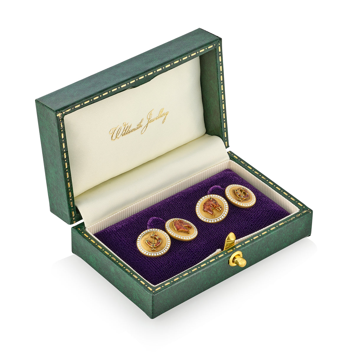 Victorian 18ct Gold & Enamel Equestrian Cufflinks