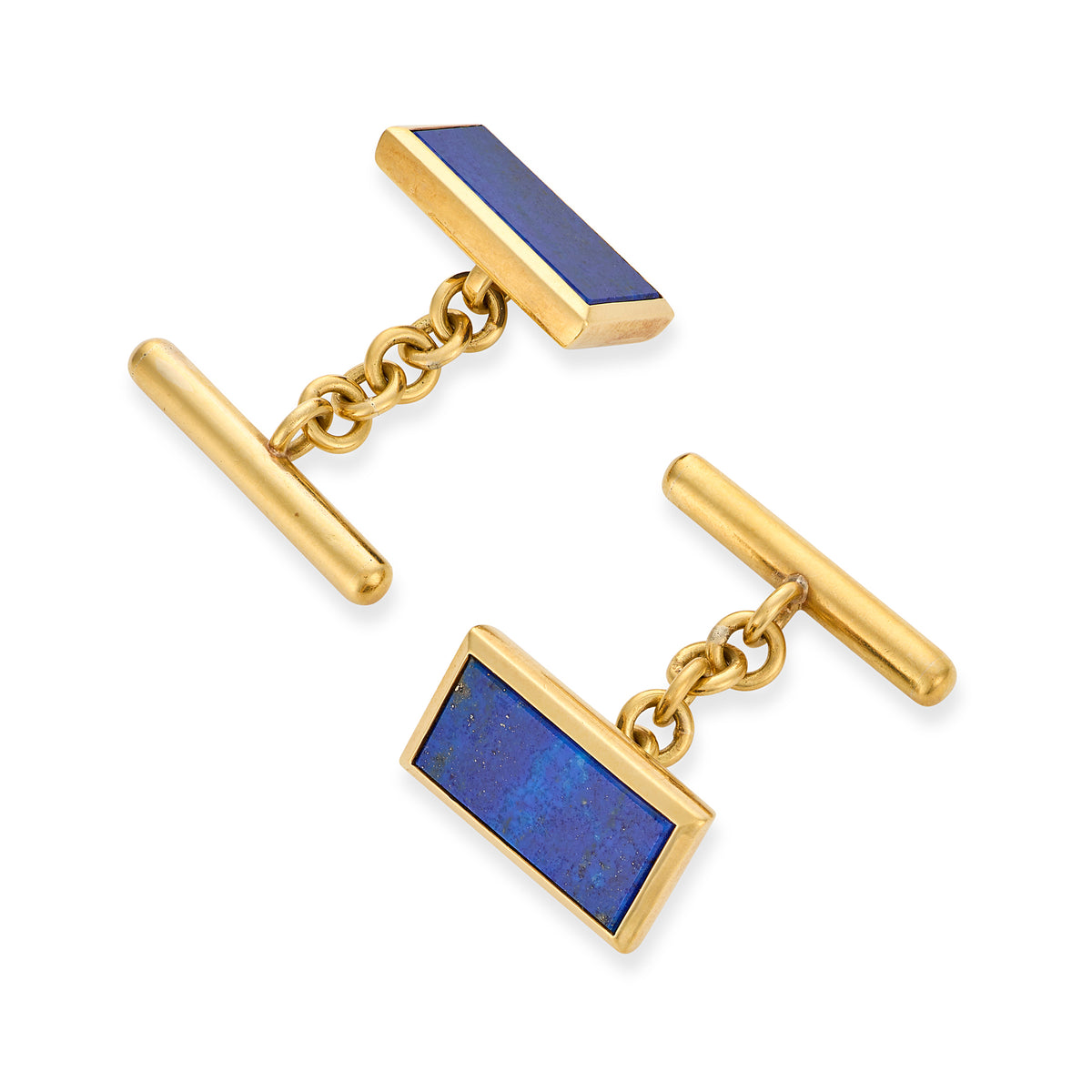 18ct Gold & Lapis Lazuli Rectangular Cufflinks, c.1980
