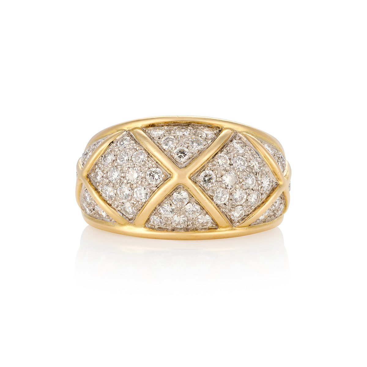 Vintage 18ct Gold Diamond Bombé Ring, c.1970