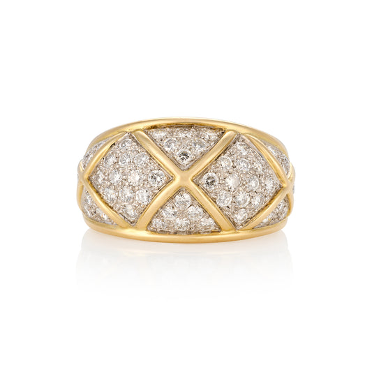 Vintage 18ct Gold Diamond Bombé Ring, c.1970