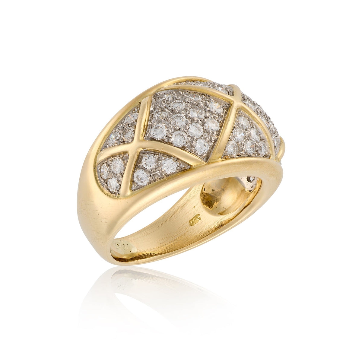 Vintage 18ct Gold Diamond Bombé Ring, c.1970
