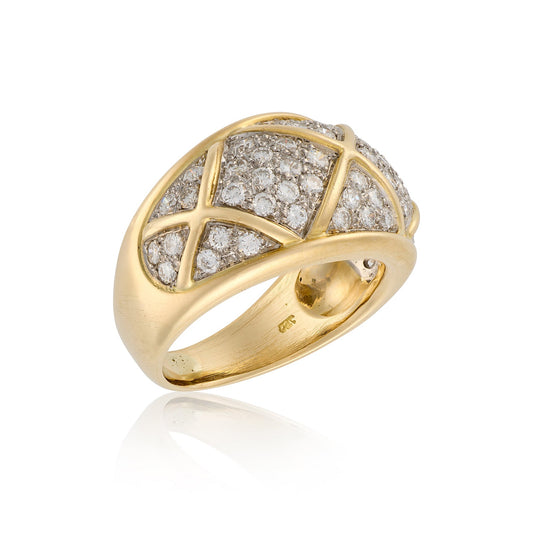 Vintage 18ct Gold Diamond Bombé Ring, c.1970