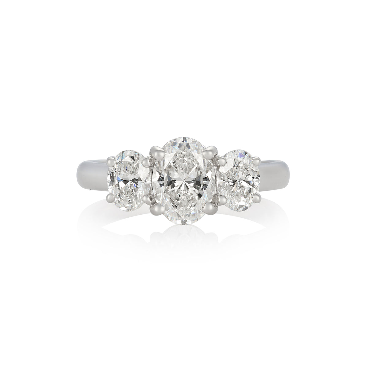 GIA-Certified 2ct Oval Diamond Three-Stone Engagement Ring