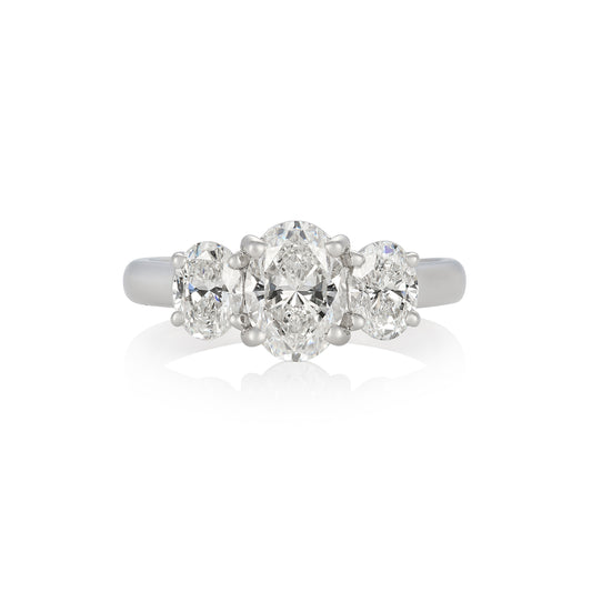 GIA-Certified 2ct Oval Diamond Three-Stone Engagement Ring