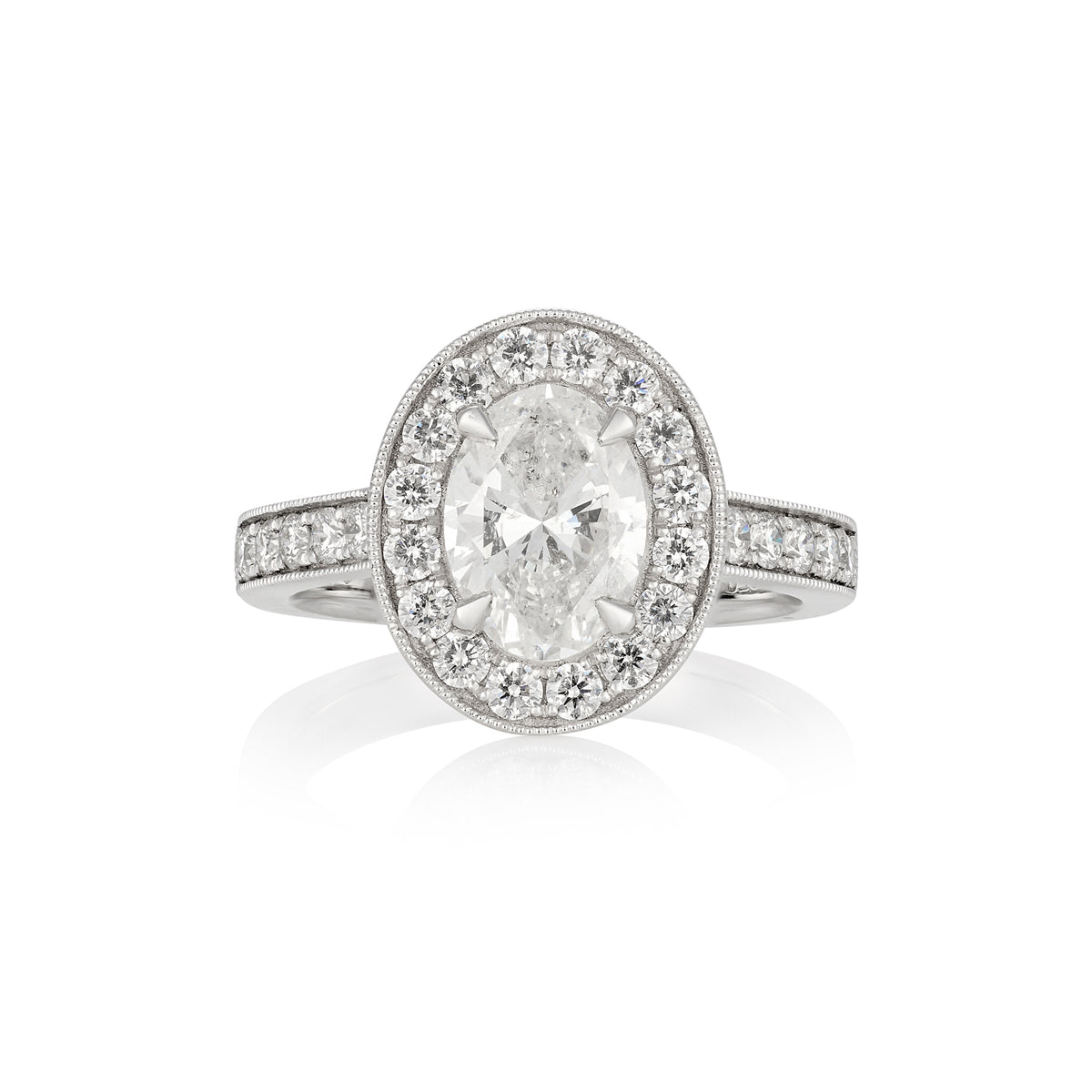 Platinum 1.5ct Oval Diamond Halo Engagement Ring