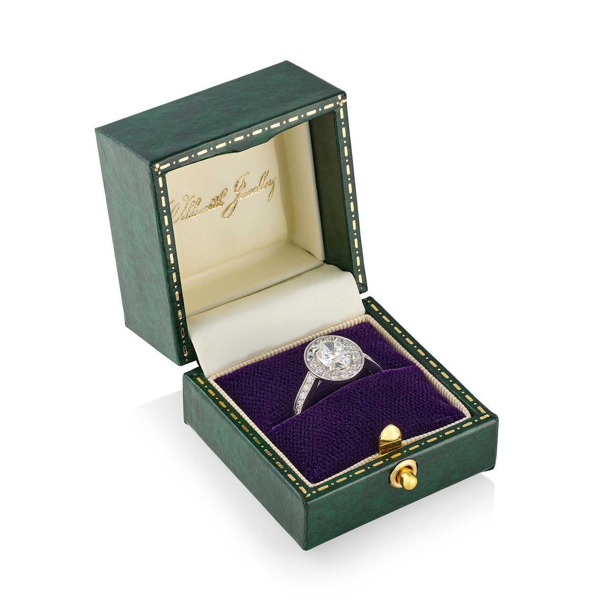 Platinum 1.5ct Oval Diamond Halo Engagement Ring