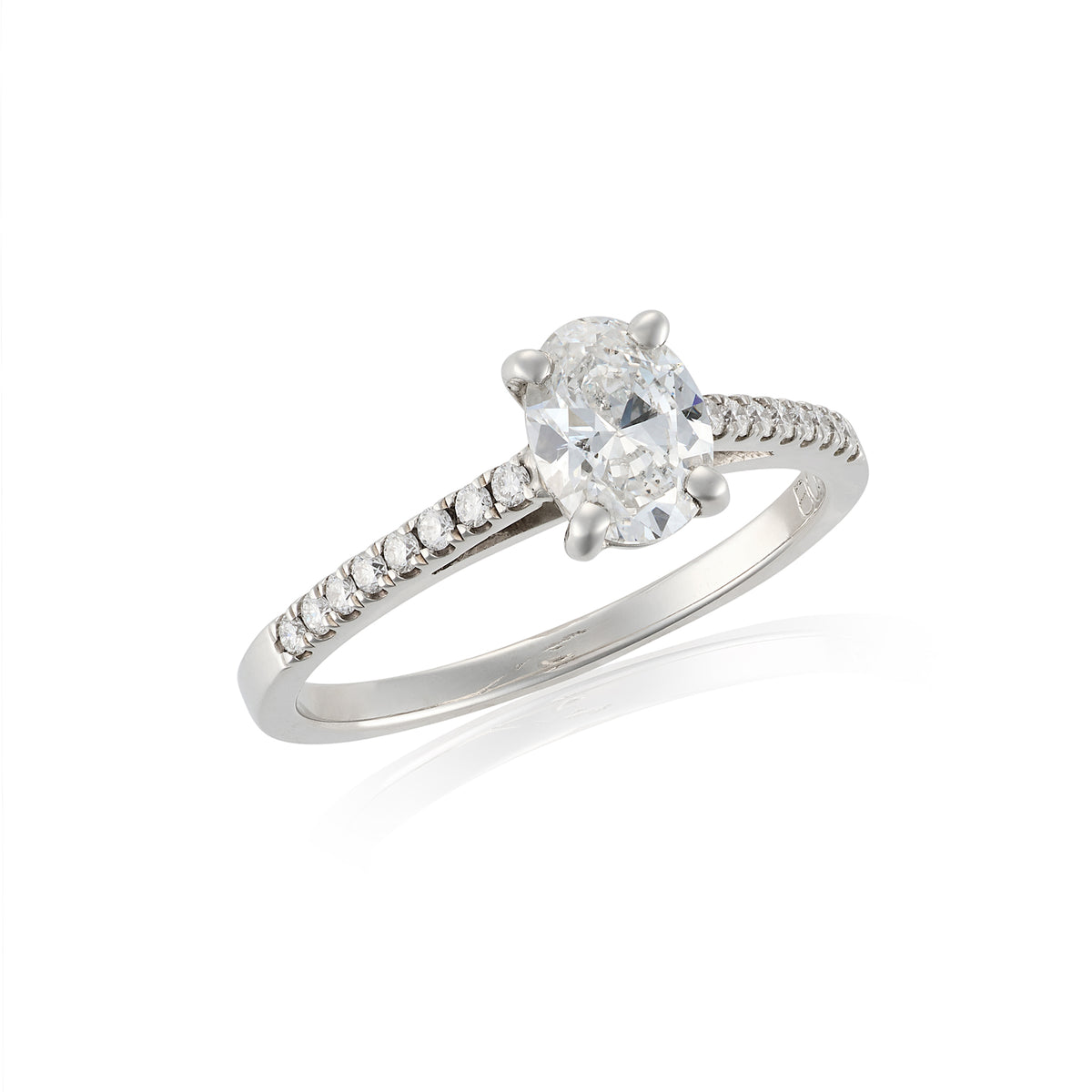 GIA-Certified 0.8ct Oval Diamond Platinum Engagement Ring