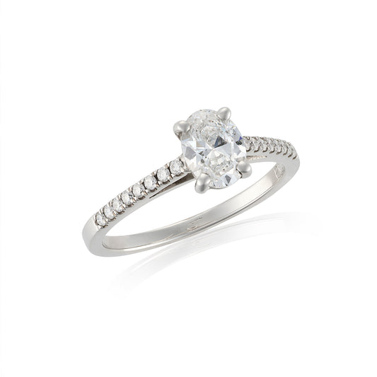 GIA-Certified 0.8ct Oval Diamond Platinum Engagement Ring