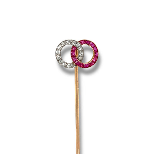 Edwardian Ruby & Diamond Stickpin