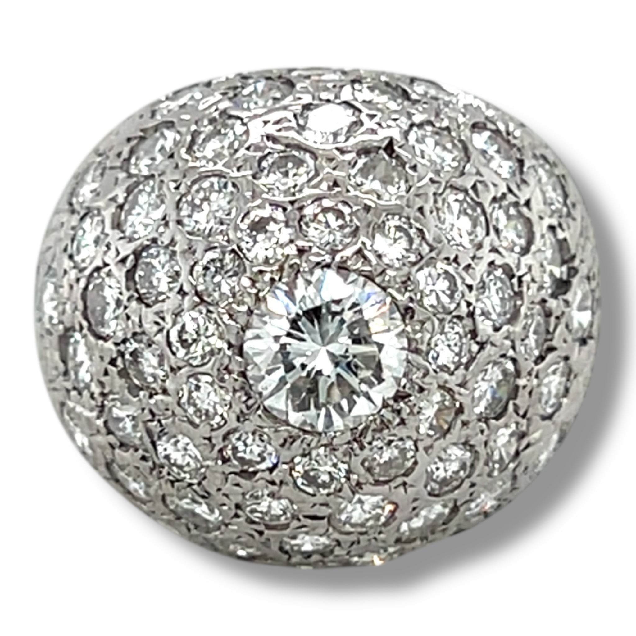 18ct White Gold Diamond Bombé Ring - Wildsmith Jewellery