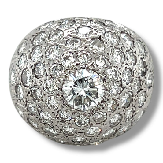 18ct White Gold Diamond Bombé Ring - Wildsmith Jewellery