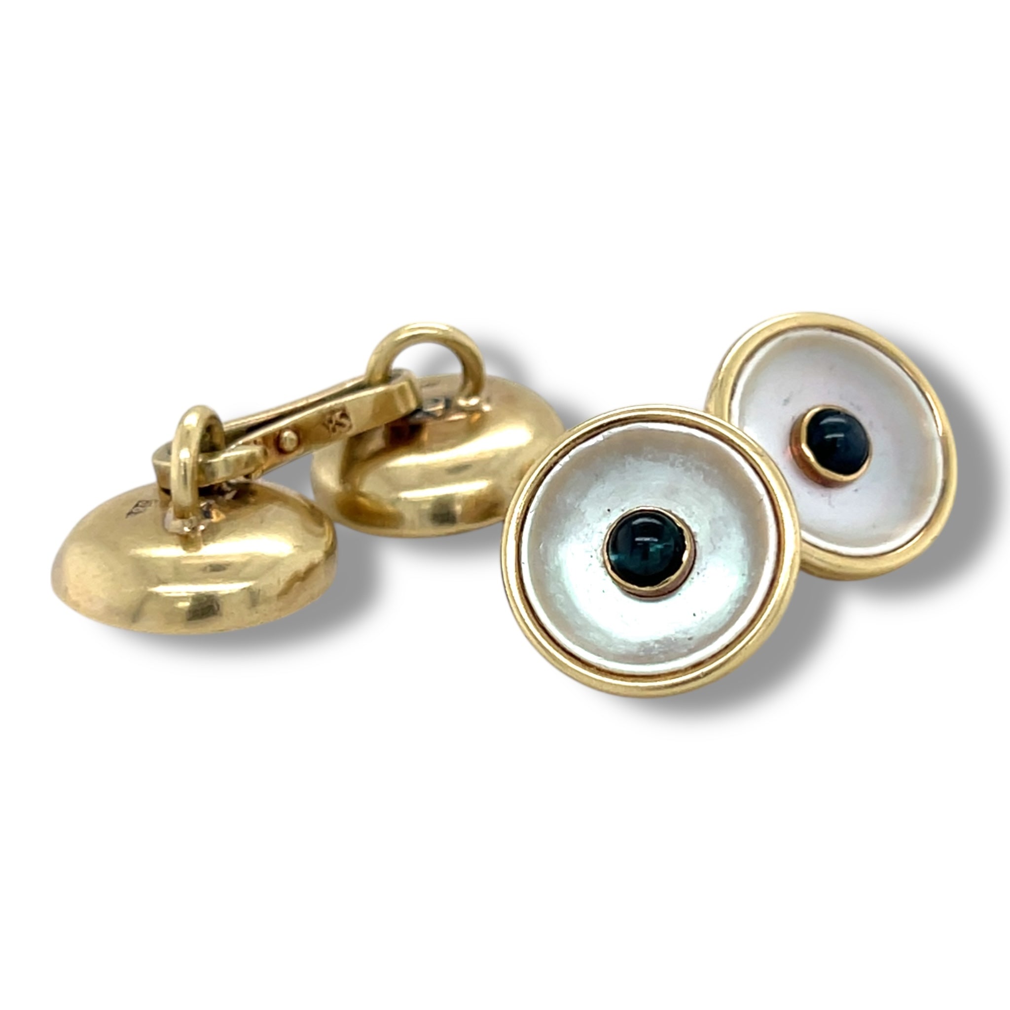 Antique Sapphire & Mother of Pearl Cufflinks - Wildsmith Jewellery