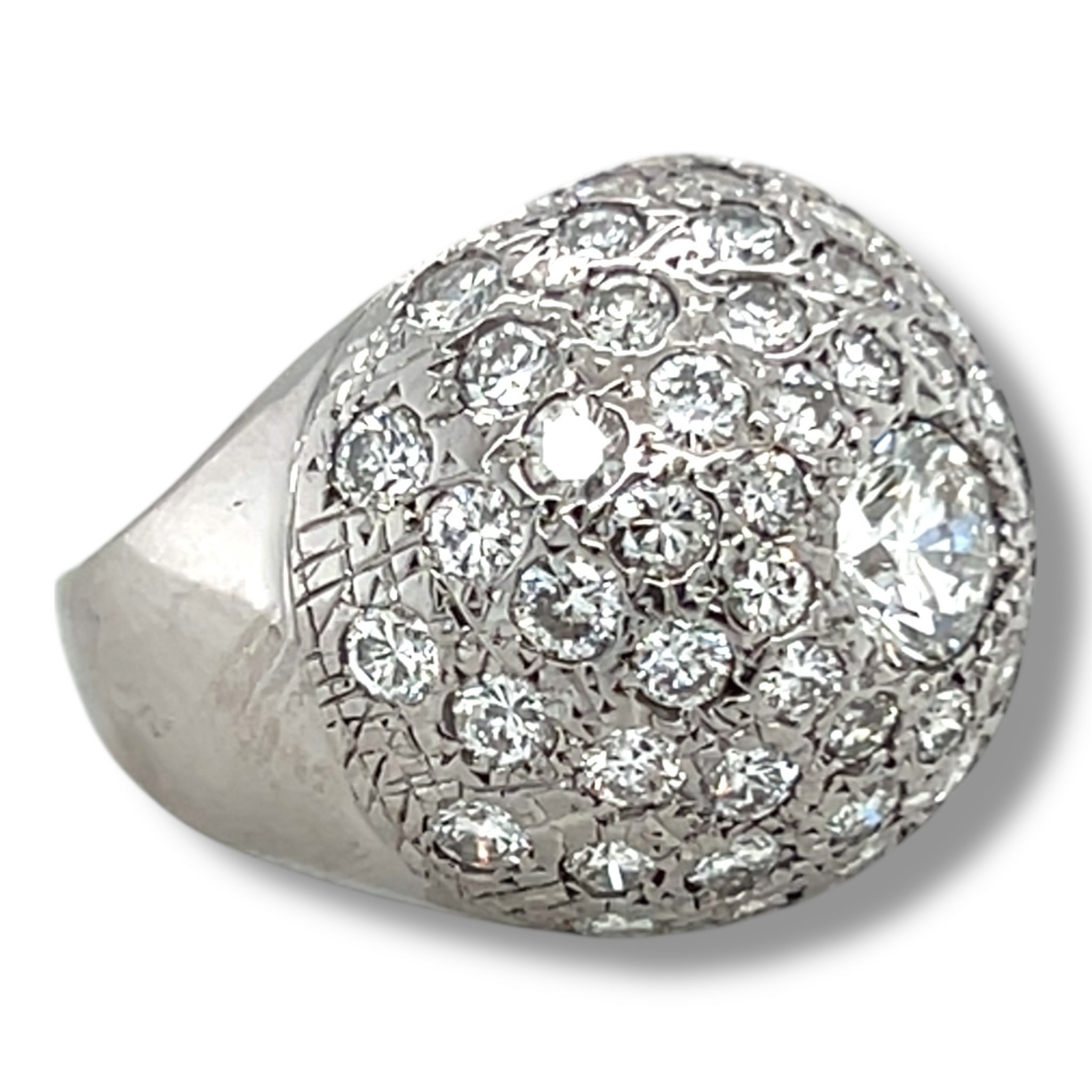 18ct White Gold Diamond Bombé Ring - Wildsmith Jewellery