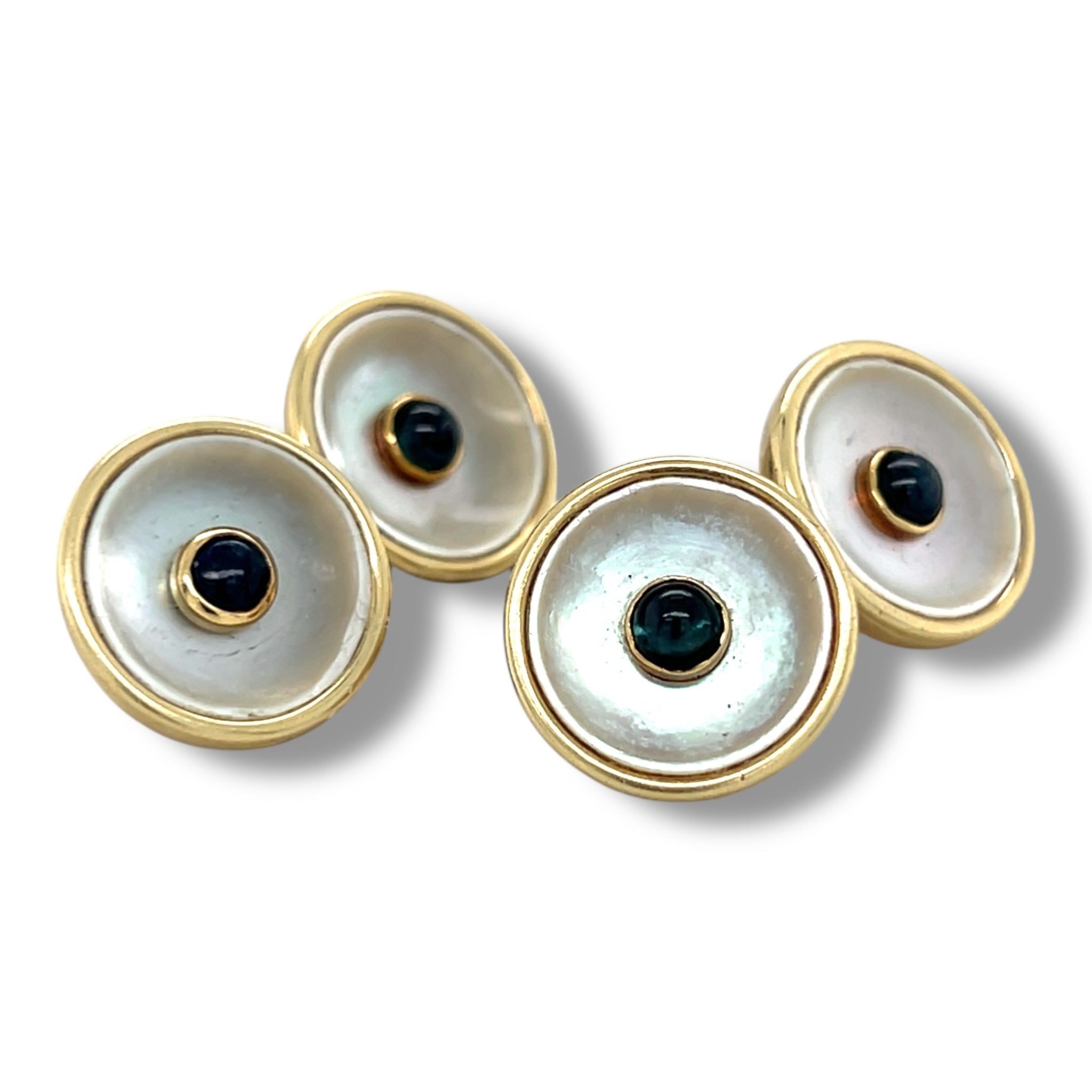 Antique Sapphire & Mother of Pearl Cufflinks - Wildsmith Jewellery