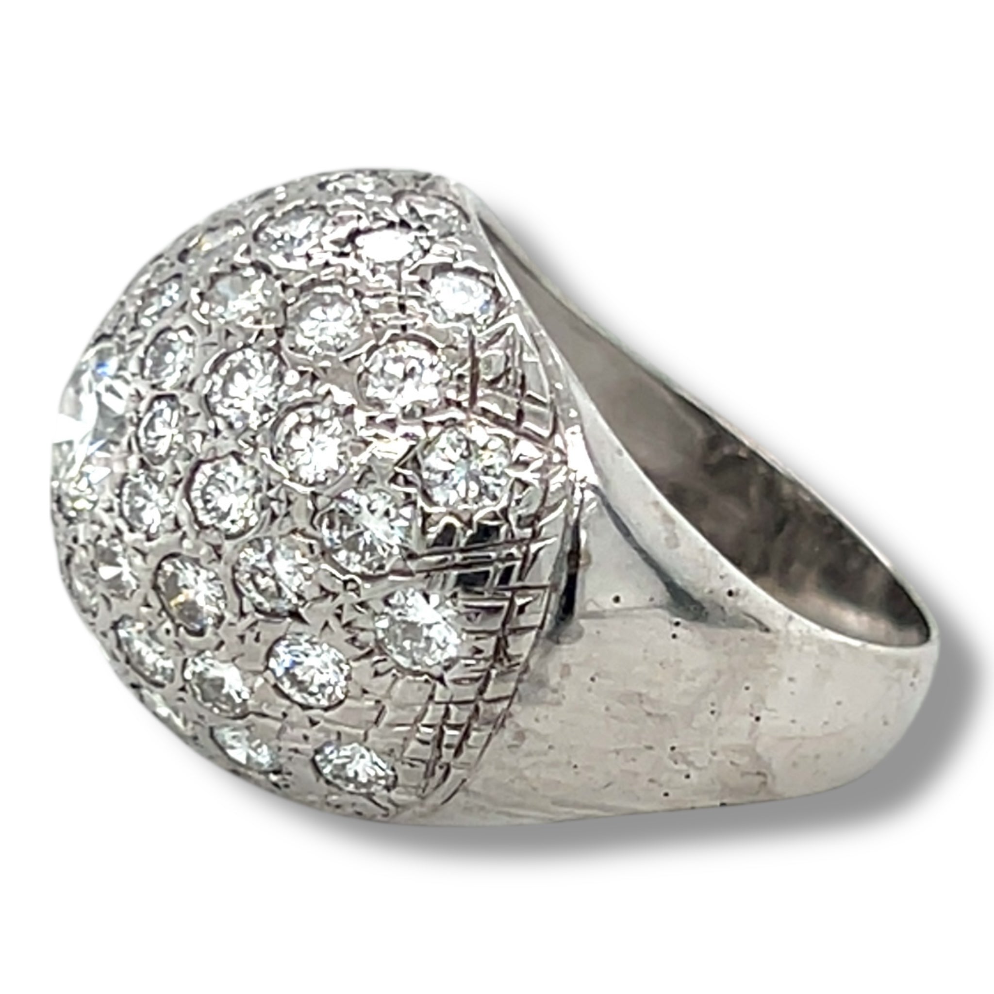 18ct White Gold Diamond Bombé Ring - Wildsmith Jewellery