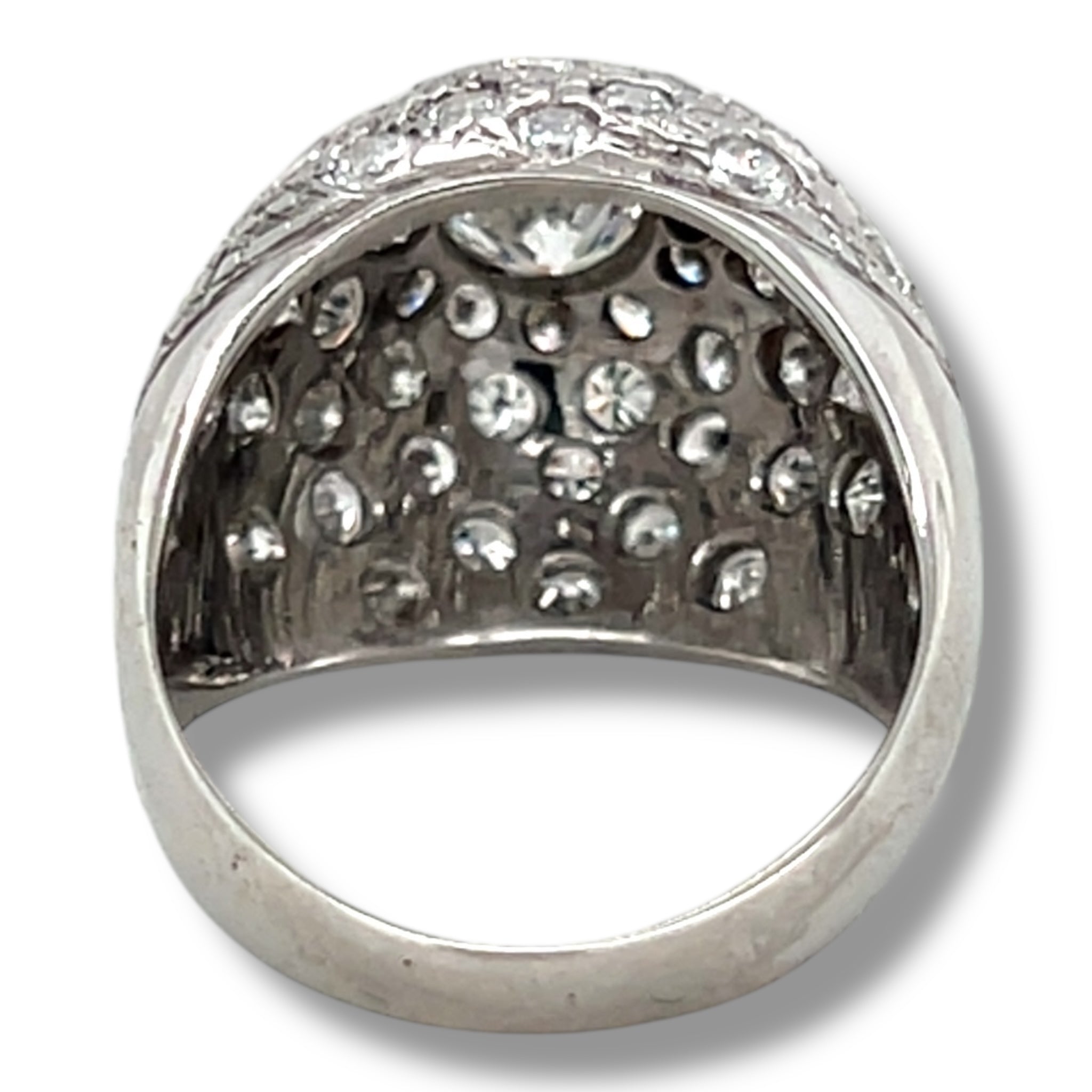 18ct White Gold Diamond Bombé Ring - Wildsmith Jewellery