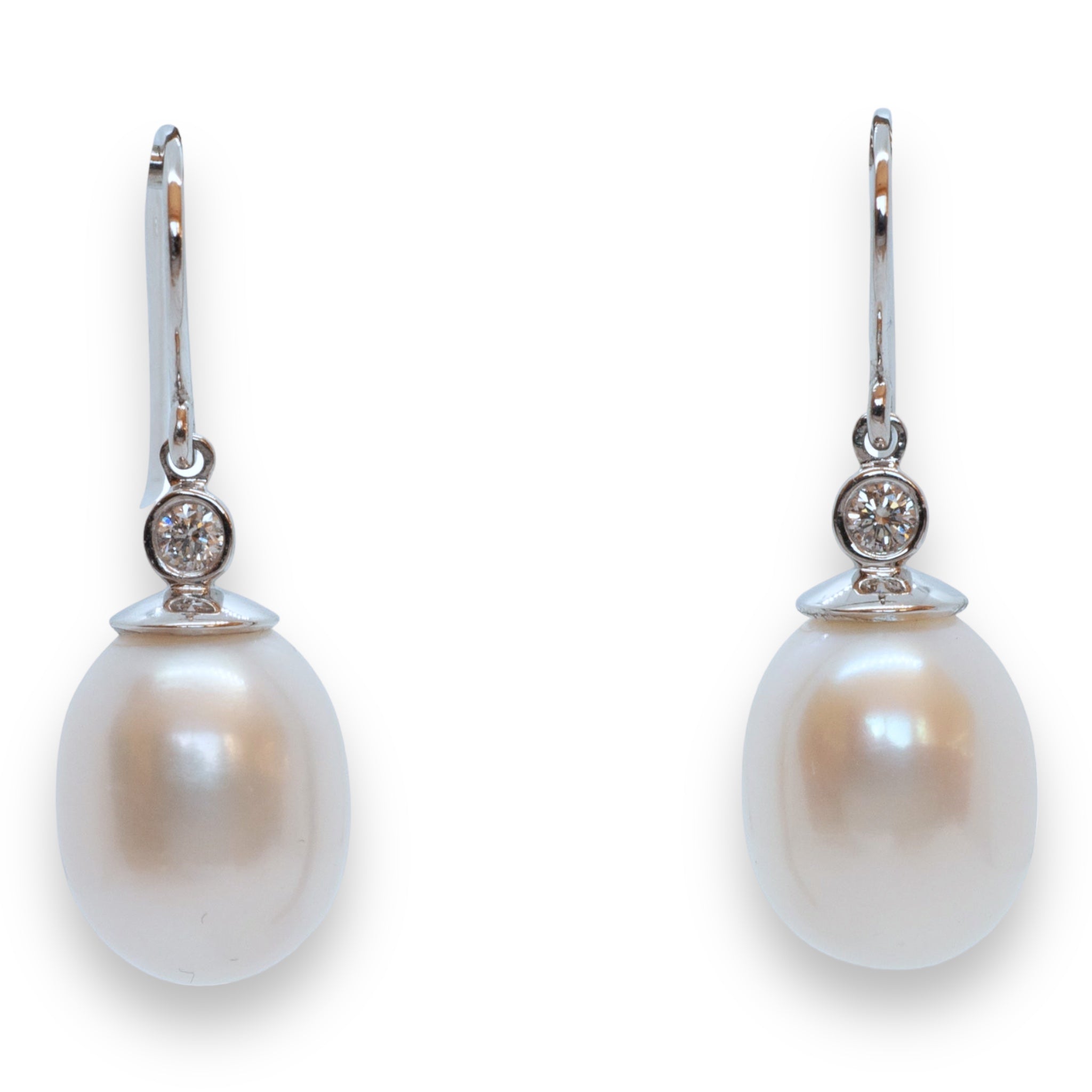 Pearl and Diamond Drop Earrings - Wildsmith Jewellery