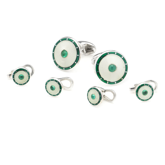 Emerald & Enamel Dress Set - Wildsmith Jewellery