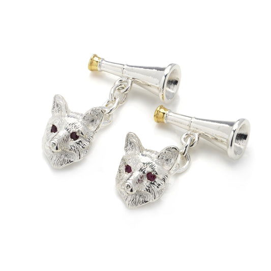 Silver and Ruby Hunting Cufflinks - Wildsmith Jewellery