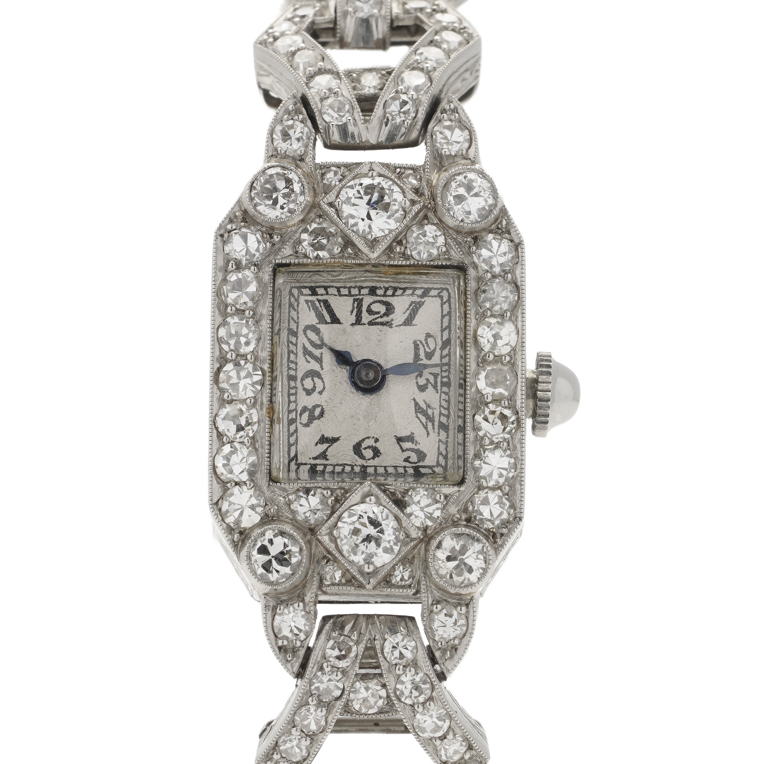 Art Deco Platinum Diamond Cocktail Watch - Wildsmith Jewellery