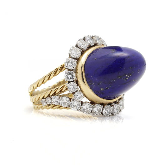 Lapis Lazuli & Diamond Ring, French - Wildsmith Jewellery