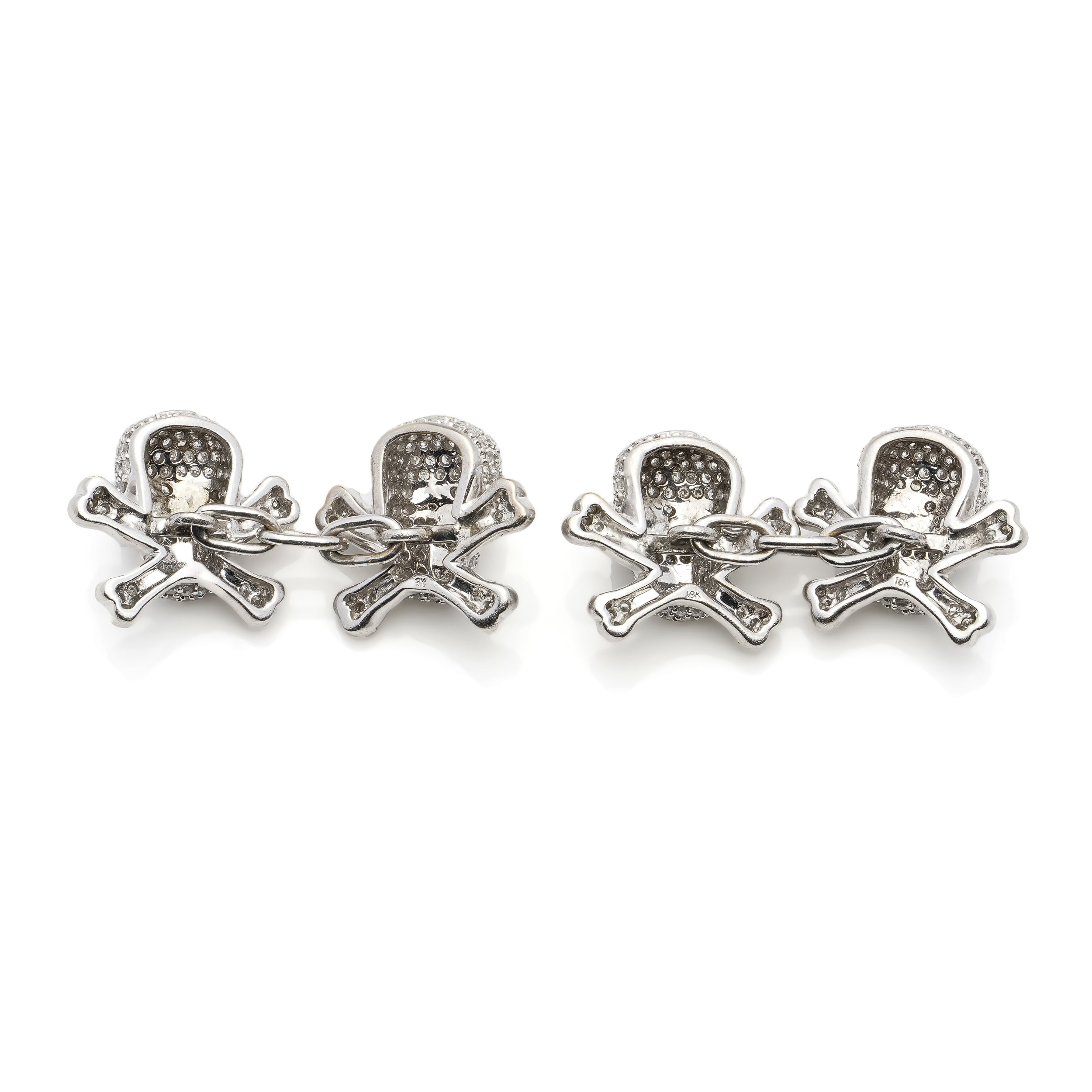 18ct Gold Diamond Skull & Crossbone Cufflinks - Wildsmith Jewellery