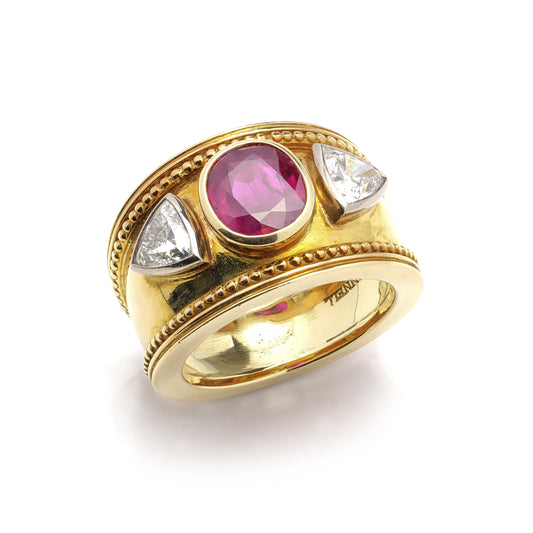 Burma Ruby & Diamond Etruscan Ring by Theo Fennell - Wildsmith Jewellery