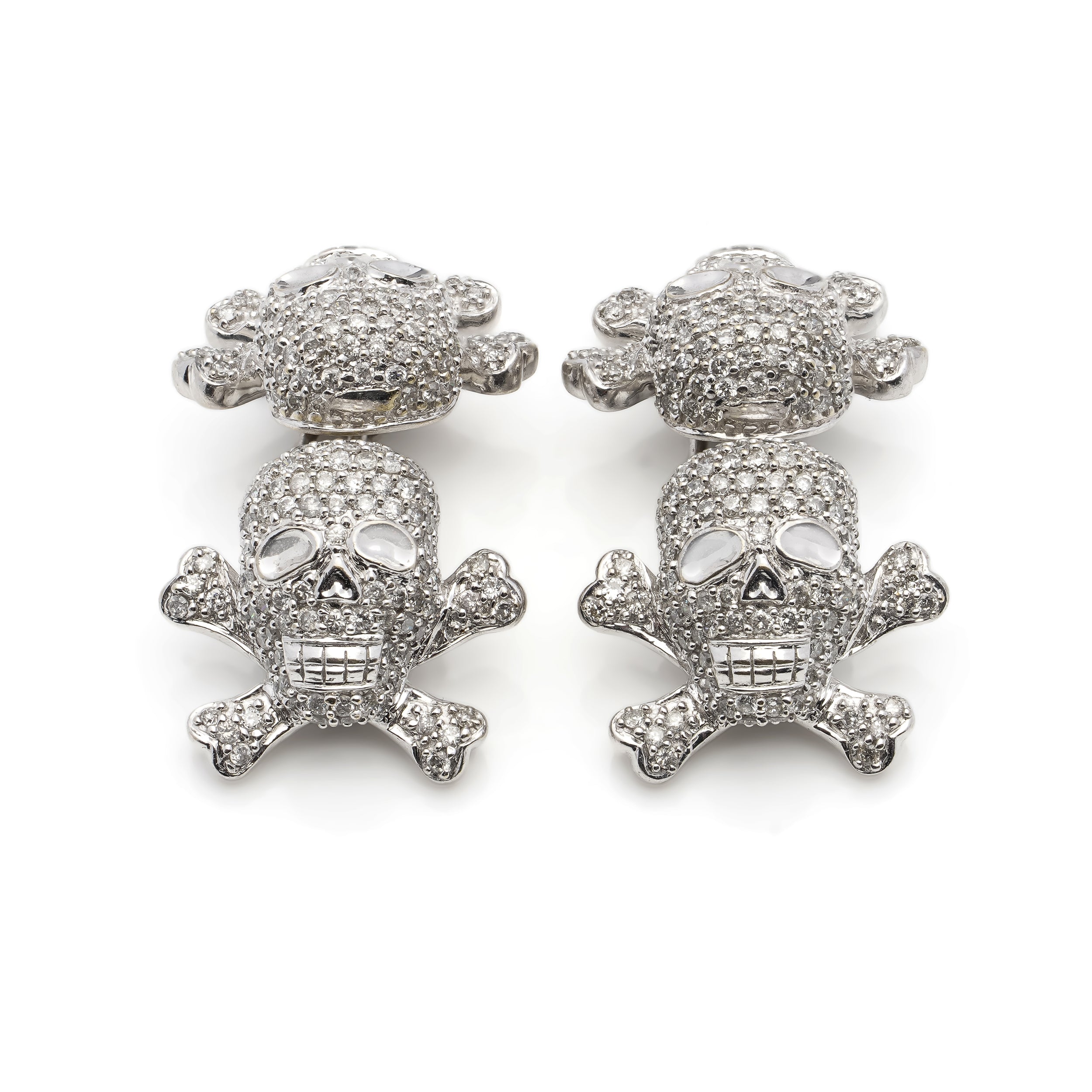 18ct Gold Diamond Skull & Crossbone Cufflinks - Wildsmith Jewellery