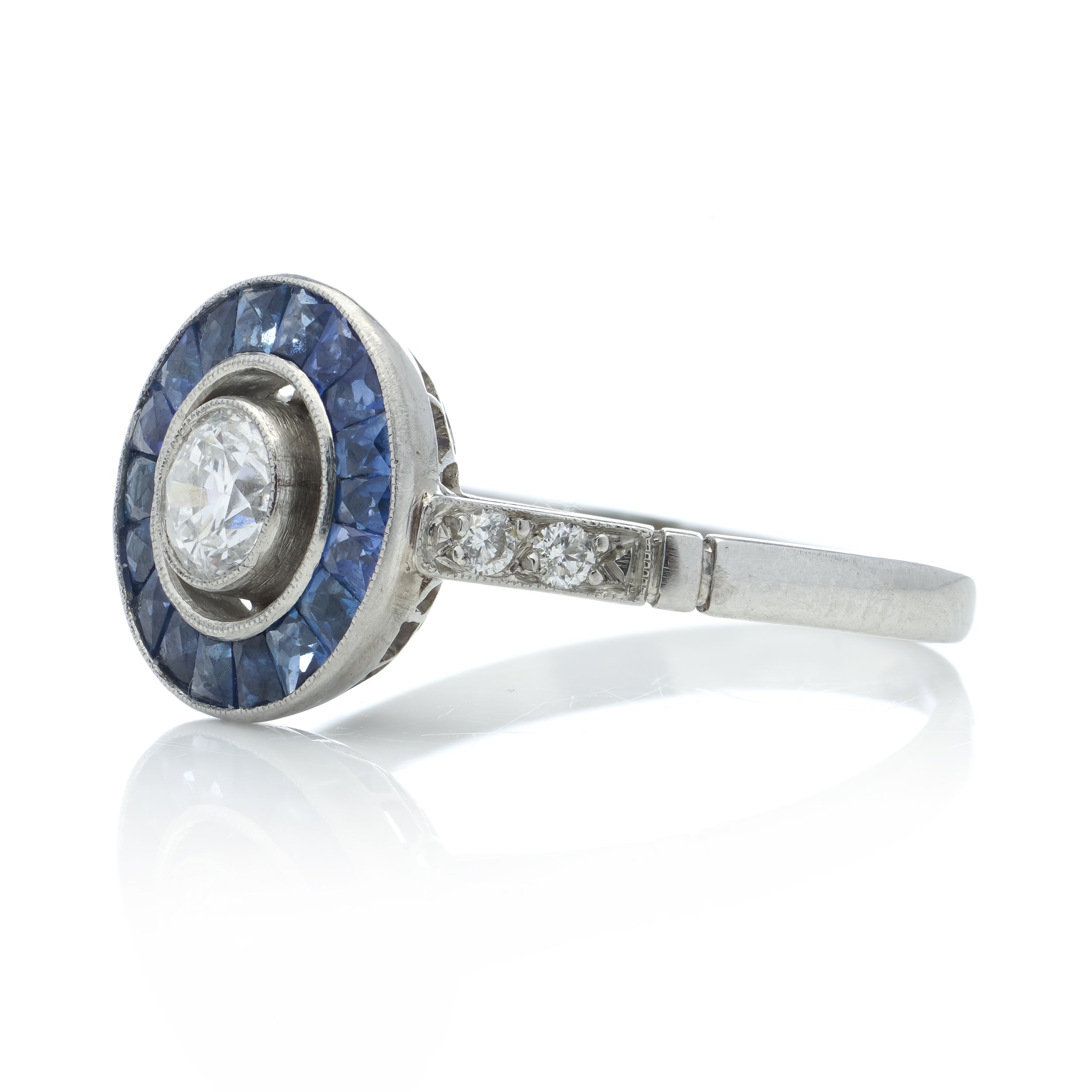 Sapphire & Diamond Target Ring, 0.39cts - Wildsmith Jewellery