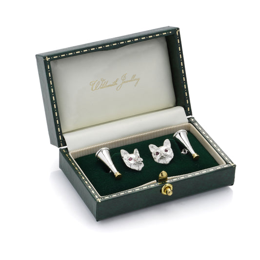 Silver and Ruby Hunting Cufflinks - Wildsmith Jewellery