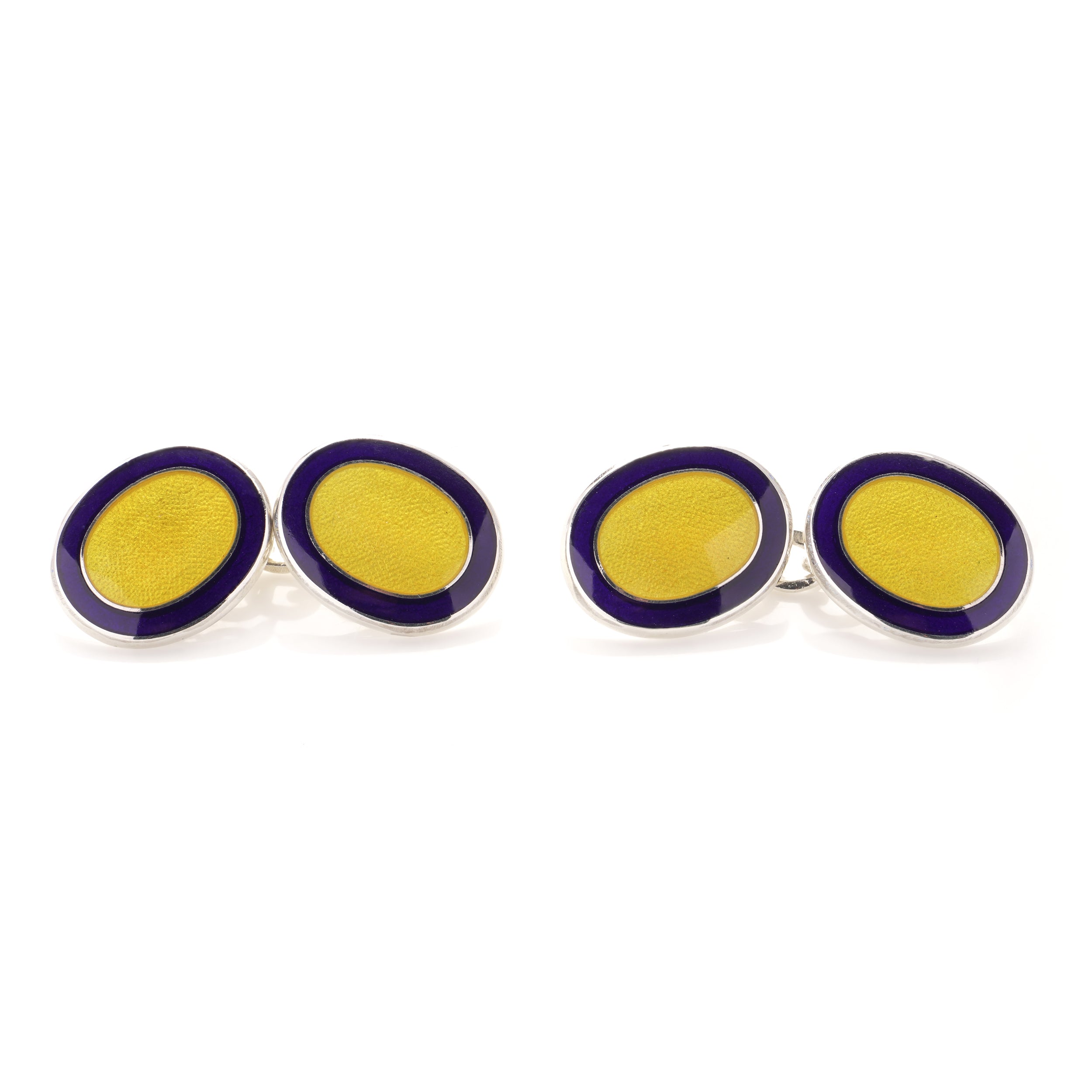 Yellow & Blue Enamel Sterling Silver Cufflinks - Wildsmith Jewellery