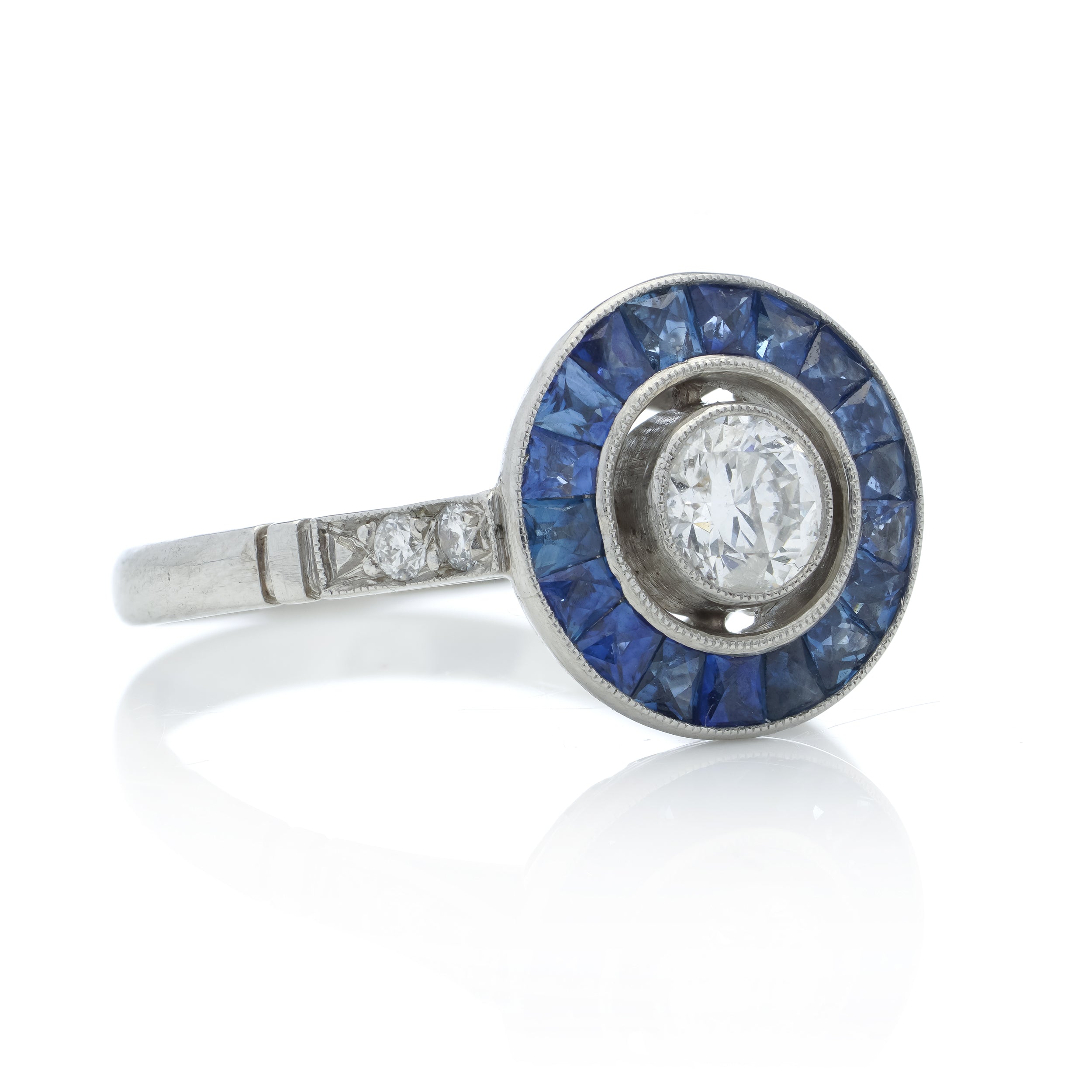 Sapphire & Diamond Target Ring, 0.39cts - Wildsmith Jewellery