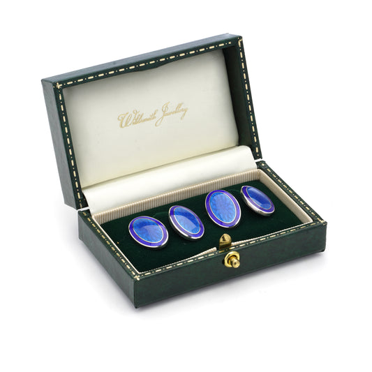 Blue Enamel Sterling Silver Cufflinks - Wildsmith Jewellery