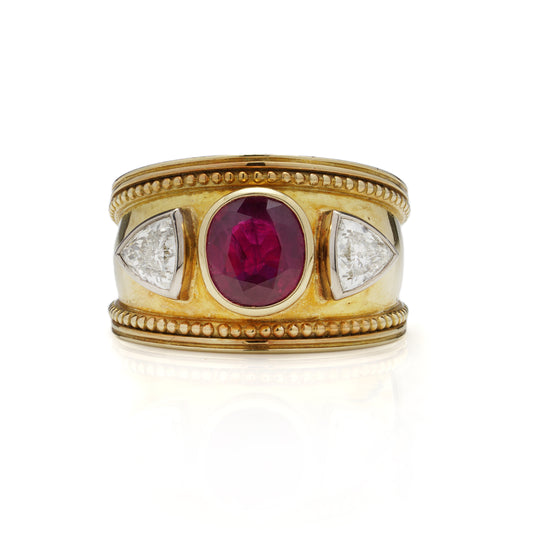 Burma Ruby & Diamond Etruscan Ring by Theo Fennell - Wildsmith Jewellery