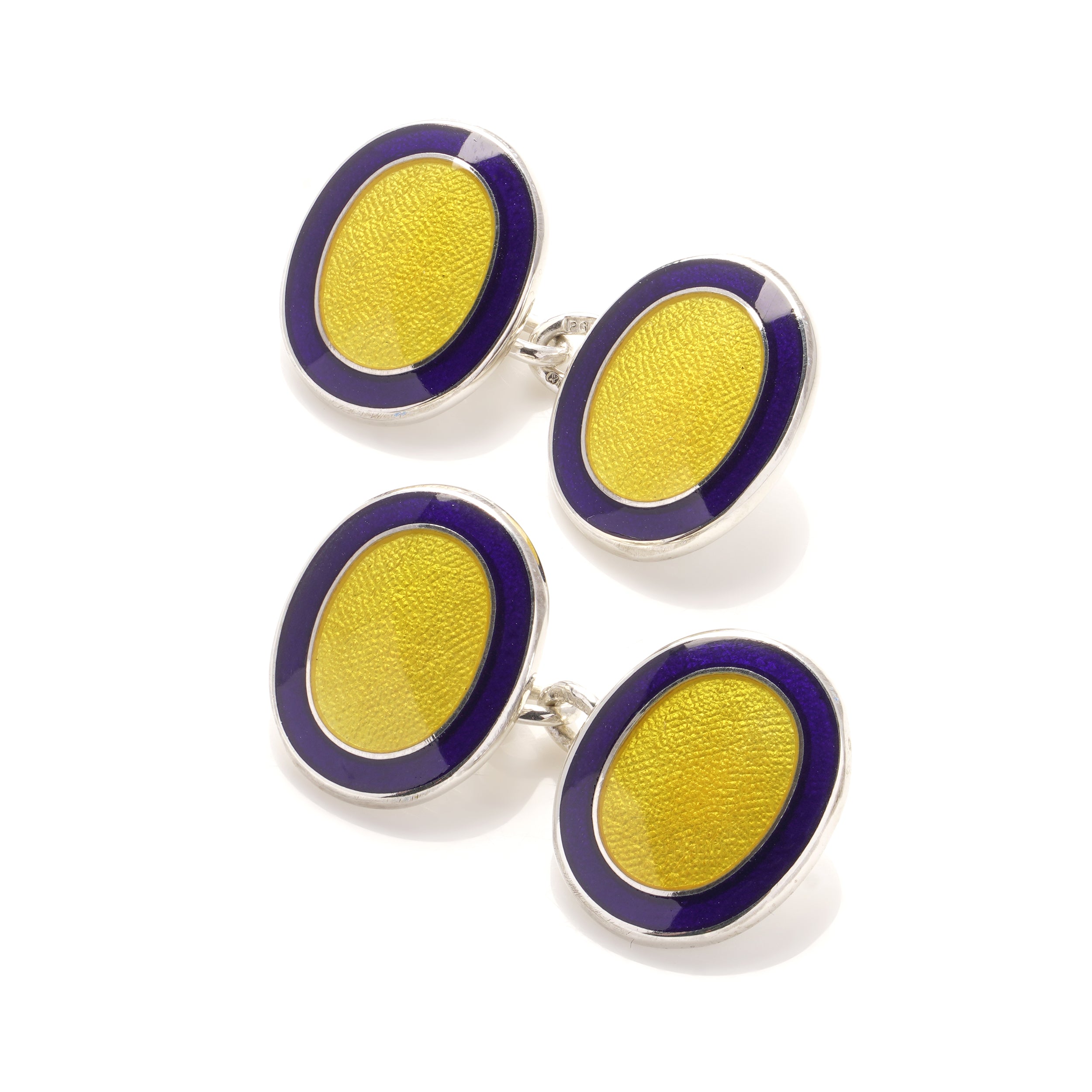 Yellow & Blue Enamel Sterling Silver Cufflinks - Wildsmith Jewellery