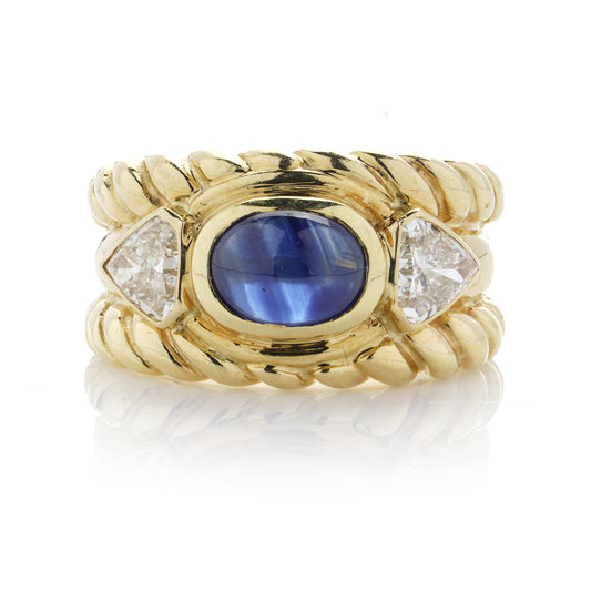 18ct Yellow Gold Sapphire and Diamond Ring - Wildsmith Jewellery