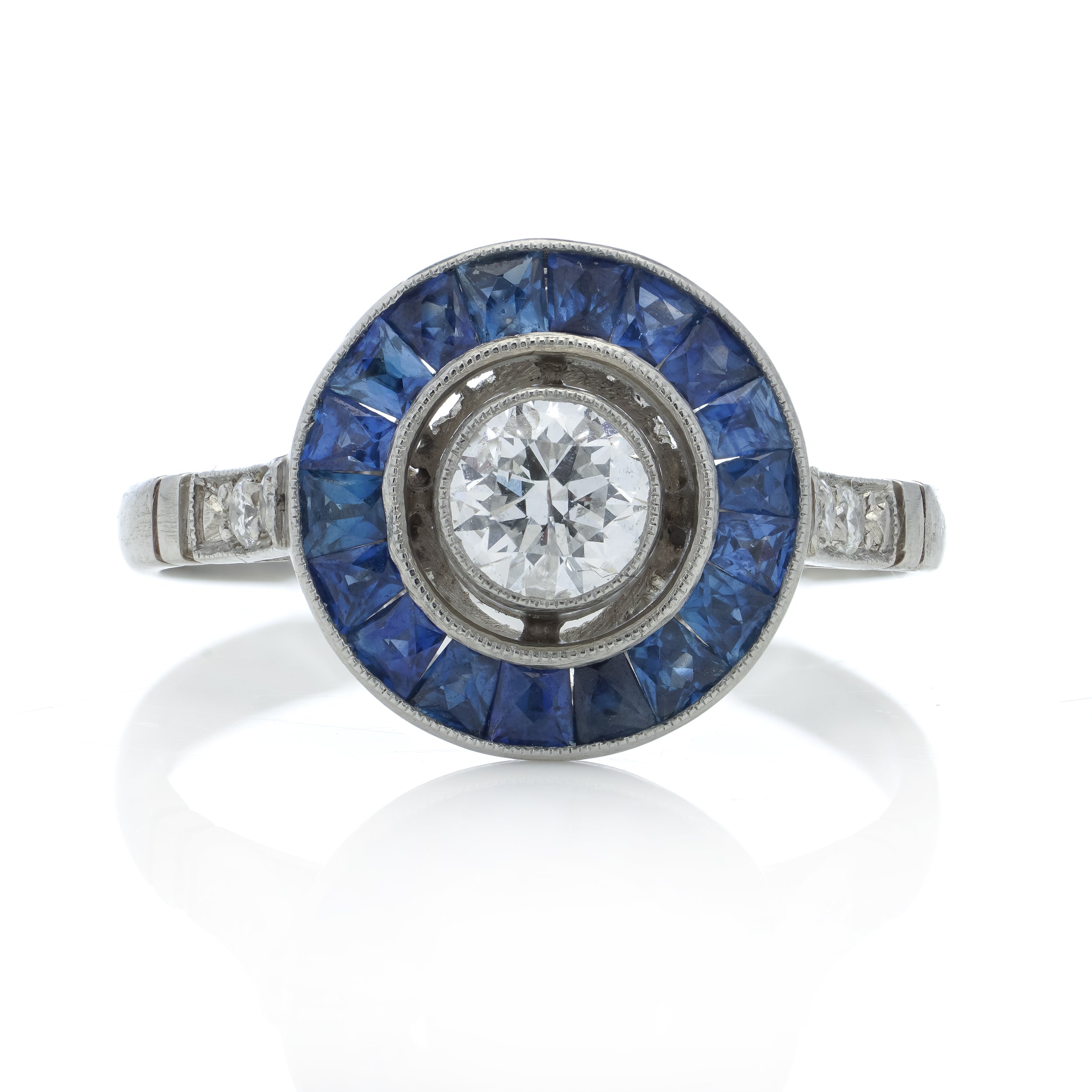 Sapphire & Diamond Target Ring, 0.39cts - Wildsmith Jewellery